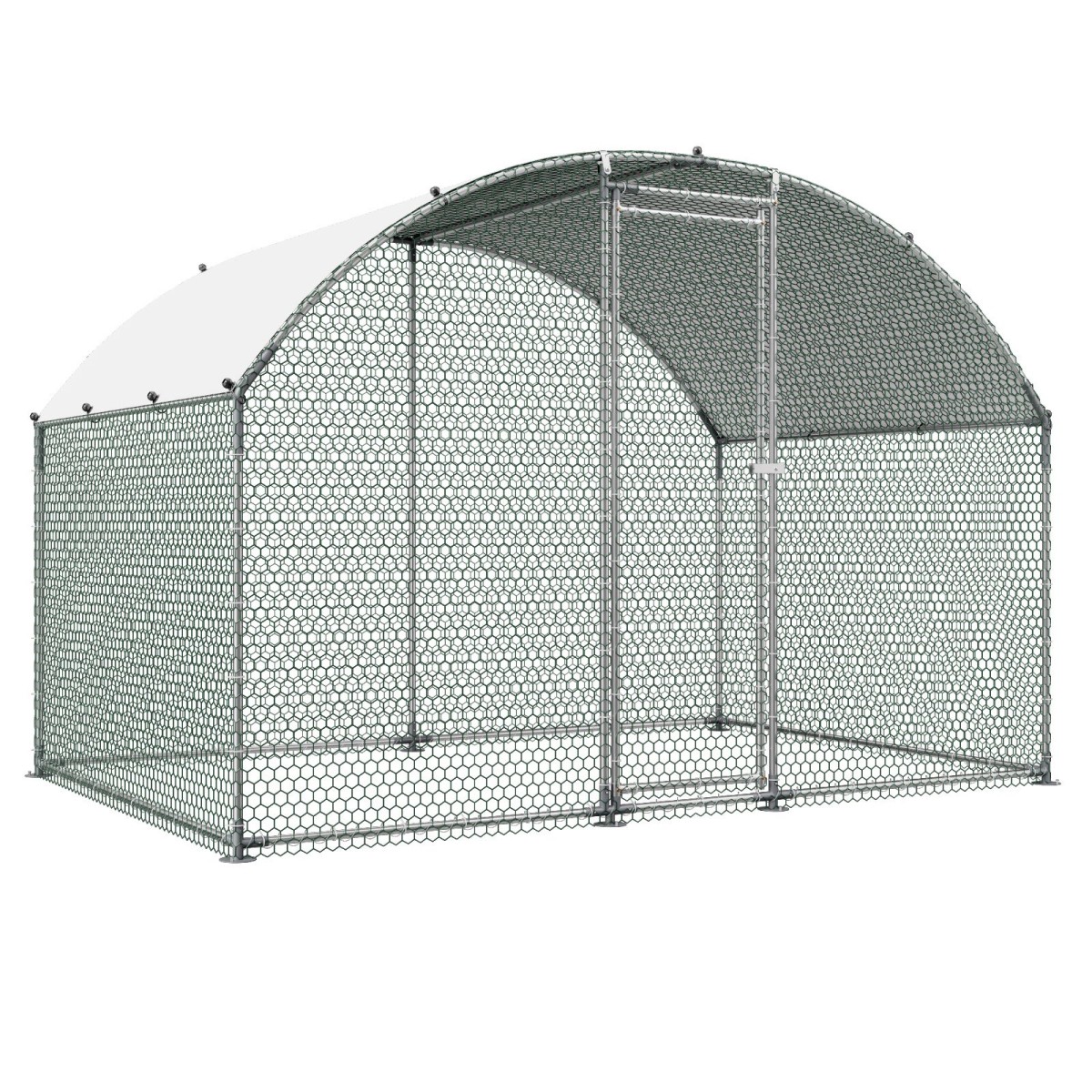 VEVOR Metal Chicken Coop, 9.8x6.5x6.5ft Μεγάλες πίστες κοτόπουλου με κάλυμμα, περίβλημα Doom Roof Hen House με κλειδαριά ασφαλείας, Στυλό πουλερικών για υπαίθριο κλουβί πάπιας για αυλή, φάρμα, αυλή