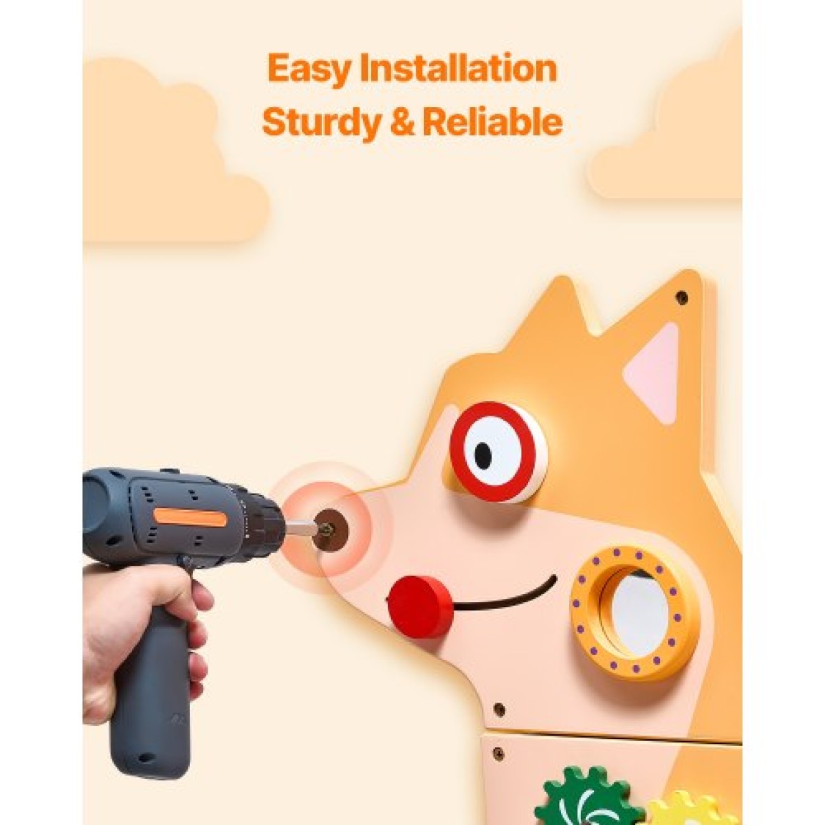 VEVOR Puppy Activity Wall Busy Board Panels, 12 Activities, Montessori Sensory Wall Toy για παιδιά 3-12 ετών, Montessori Learning Activity Center, Ideal for Toddler Playroom Nursroom Classroom
