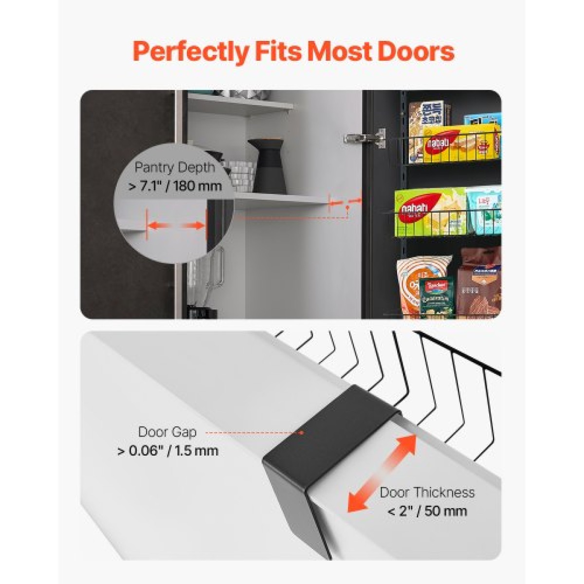VEVOR Over the Door Pantry Organizer, Οργάνωση και αποθήκευση ντουλαπιών 9 επιπέδων, κρεμαστή σχάρα μπαχαρικών από ατσάλι βαρέως τύπου, ρυθμιζόμενα ράφια μπαχαρικών στον τοίχο, για οικιακή κουζίνα μπάνιο πλυντηρίου, μαύρο