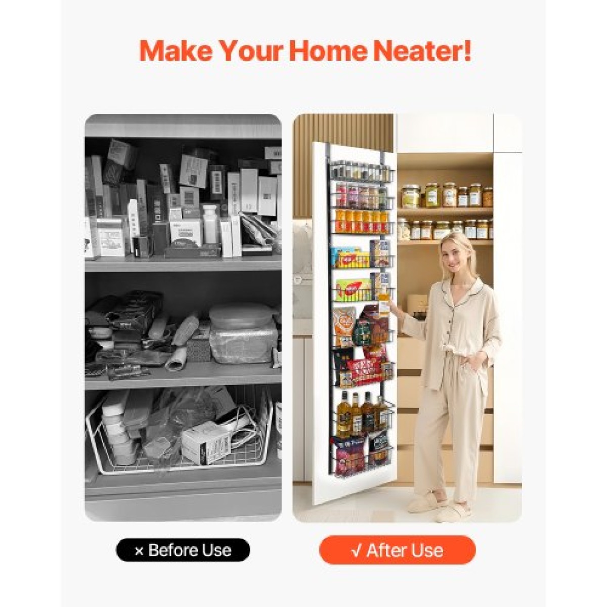 VEVOR Over the Door Pantry Organizer, Οργάνωση και αποθήκευση ντουλαπιών 9 επιπέδων, κρεμαστή σχάρα μπαχαρικών από ατσάλι βαρέως τύπου, ρυθμιζόμενα ράφια μπαχαρικών στον τοίχο, για οικιακή κουζίνα μπάνιο πλυντηρίου, μαύρο