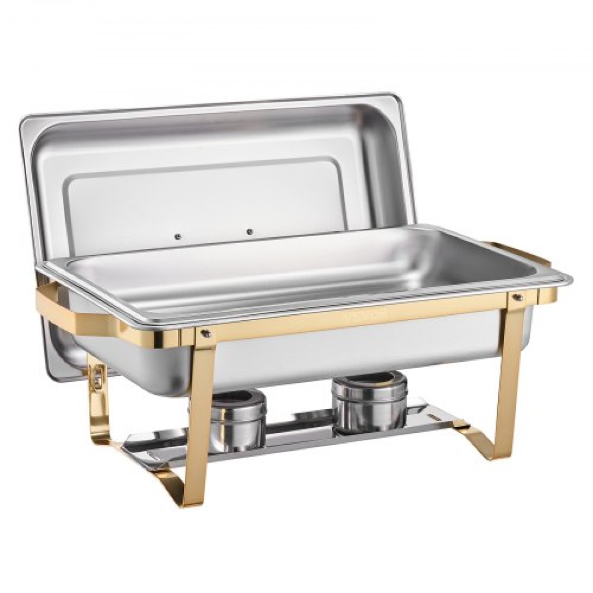 VEVOR Chafing Dish Dish Buffet Set, 8 Qt 4 Pack, Chafer από ανοξείδωτο ατσάλι με 2 πλήρους μεγέθους και 4 τηγάνια μισού μεγέθους, Rectangle Catering Warmer Server με καπάκι Water Pan Stand, για πάρτι γάμου Δείπνα, χρυσό