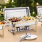 VEVOR Chafing Dish Dish Buffet Set, 8 Qt 4 Pack, Chafer από ανοξείδωτο ατσάλι με 2 πλήρους μεγέθους και 4 τηγάνια μισού μεγέθους, Rectangle Catering Warmer Server με καπάκι Water Pan Stand, για πάρτι γάμου Δείπνα, χρυσό