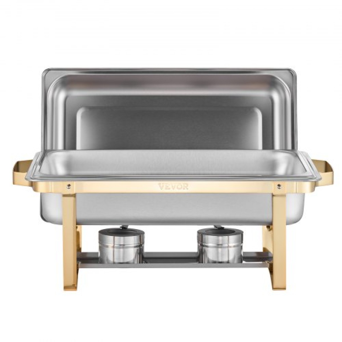 VEVOR Chafing Dish Dish Buffet Set, 8 Qt 4 Pack, Chafer από ανοξείδωτο ατσάλι με 2 πλήρους μεγέθους και 4 τηγάνια μισού μεγέθους, Rectangle Catering Warmer Server με καπάκι Water Pan Stand, για πάρτι γάμου Δείπνα, χρυσό