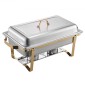 VEVOR Chafing Dish Dish Buffet Set, 8 Qt 4 Pack, Chafer από ανοξείδωτο ατσάλι με 2 πλήρους μεγέθους και 4 τηγάνια μισού μεγέθους, Rectangle Catering Warmer Server με καπάκι Water Pan Stand, για πάρτι γάμου Δείπνα, χρυσό