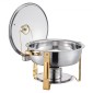 VEVOR Chafing Dish Dish Buffet Set, 5 Qt 4 Pack, Chafer από ανοξείδωτο ατσάλι με 4 πλήρους μεγέθους τηγάνι, στρογγυλός θερμός διακομιστής Catering με γυάλινο καπάκι Πτυσσόμενη βάση καυσίμου, για δεξίωση γάμου, χρυσό