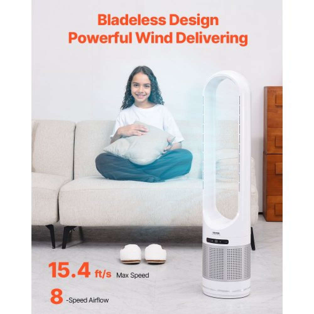 VEVOR 40" Oscillating Tower Fan 8H Timer 15.4ft/s Velocity with Remote Control