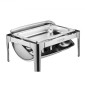 VEVOR Roll Top Chafing Dish Buffet Set, 9 Qt 1 Pack Chafer από ανοξείδωτο ατσάλι με 2 τηγάνια μισού μεγέθους, Ορθογώνιος θερμαντήρας Catering με ορατό καπάκι Πτυσσόμενη βάση καυσίμου, ασημί