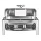VEVOR Roll Top Chafing Dish Buffet Set, 9 Qt 1 Pack Chafer από ανοξείδωτο ατσάλι με 2 τηγάνια μισού μεγέθους, Ορθογώνιος θερμαντήρας Catering με ορατό καπάκι Πτυσσόμενη βάση καυσίμου, ασημί
