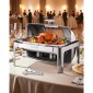 VEVOR Roll Top Chafing Dish Buffet Set, 9 Qt 1 Pack Chafer από ανοξείδωτο ατσάλι με 2 τηγάνια μισού μεγέθους, Ορθογώνιος θερμαντήρας Catering με ορατό καπάκι Πτυσσόμενη βάση καυσίμου, ασημί