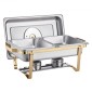 VEVOR Chafing Dish Dish Buffet Set, 4 Qt 2 Pack, Chafer από ανοξείδωτο ατσάλι με 4 τηγάνια μισού μεγέθους, Ορθογώνιος διακομιστής Catering Warmer με γυάλινο καπάκι Πτυσσόμενη βάση καυσίμου, για δείπνο γάμου