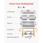 VEVOR Chafing Dish Dish Buffet Set, 4 Qt 2 Pack, Chafer από ανοξείδωτο ατσάλι με 4 τηγάνια μισού μεγέθους, Ορθογώνιος διακομιστής Catering Warmer με γυάλινο καπάκι Πτυσσόμενη βάση καυσίμου, για δείπνο γάμου