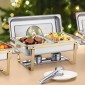 VEVOR Chafing Dish Dish Buffet Set, 4 Qt 2 Pack, Chafer από ανοξείδωτο ατσάλι με 4 τηγάνια μισού μεγέθους, Ορθογώνιος διακομιστής Catering Warmer με γυάλινο καπάκι Πτυσσόμενη βάση καυσίμου, για δείπνο γάμου