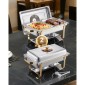 VEVOR Chafing Dish Dish Buffet Set, 4 Qt 2 Pack, Chafer από ανοξείδωτο ατσάλι με 4 τηγάνια μισού μεγέθους, Ορθογώνιος διακομιστής Catering Warmer με γυάλινο καπάκι Πτυσσόμενη βάση καυσίμου, για δείπνο γάμου