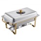 VEVOR Chafing Dish Dish Buffet Set, 4 Qt 2 Pack, Chafer από ανοξείδωτο ατσάλι με 4 τηγάνια μισού μεγέθους, Ορθογώνιος διακομιστής Catering Warmer με γυάλινο καπάκι Πτυσσόμενη βάση καυσίμου, για δείπνο γάμου