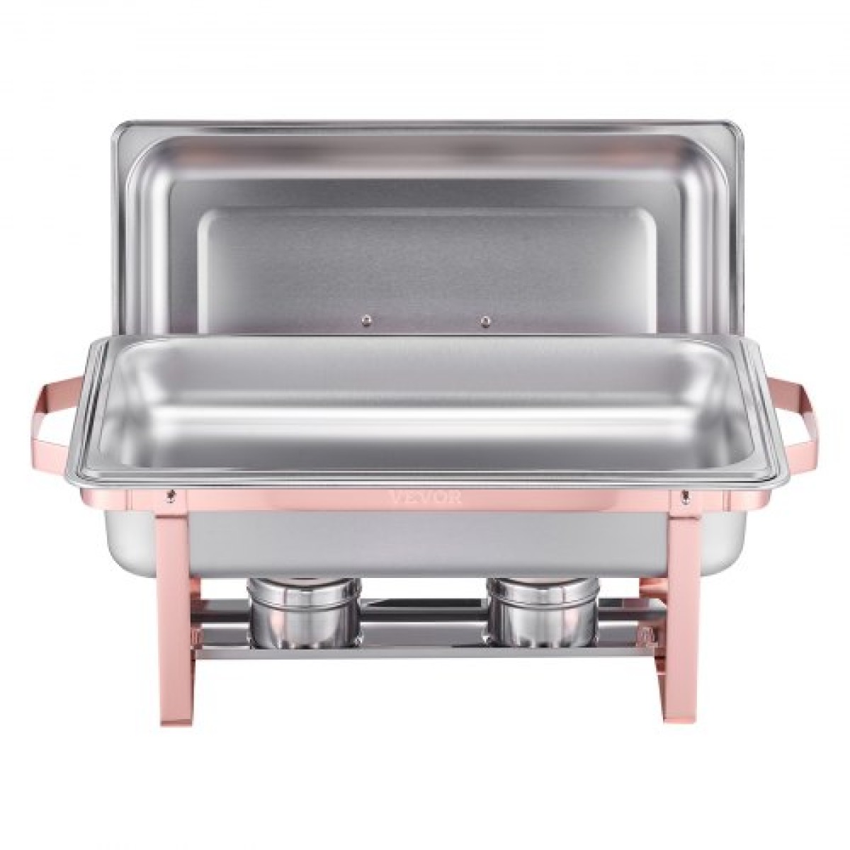 VEVOR Chafing Dish Dish Buffet Set, 8 Qt 2 Pack, Chafer από ανοξείδωτο ατσάλι με 2 τηγάνια πλήρους μεγέθους, Ορθογώνιος διακομιστής Catering Warmer με καπάκι Water Pan Stand Θήκη καυσίμου, για Δείπνο Γάμου, Ροζ χρυσό