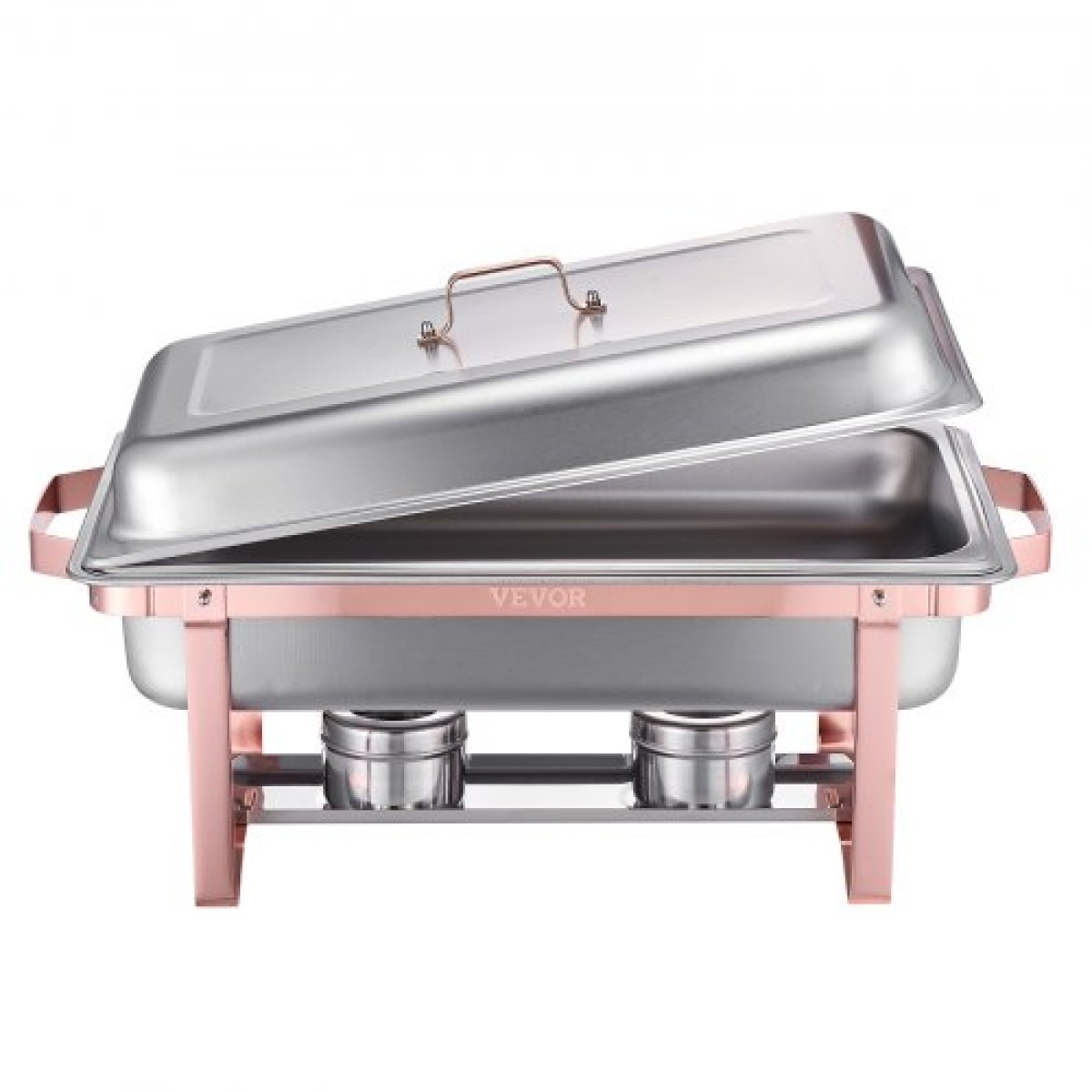 VEVOR Chafing Dish Dish Buffet Set, 8 Qt 2 Pack, Chafer από ανοξείδωτο ατσάλι με 2 τηγάνια πλήρους μεγέθους, Ορθογώνιος διακομιστής Catering Warmer με καπάκι Water Pan Stand Θήκη καυσίμου, για Δείπνο Γάμου, Ροζ χρυσό