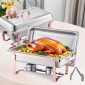 VEVOR Chafing Dish Dish Buffet Set, 8 Qt 2 Pack, Chafer από ανοξείδωτο ατσάλι με 2 τηγάνια πλήρους μεγέθους, Ορθογώνιος διακομιστής Catering Warmer με καπάκι Water Pan Stand Θήκη καυσίμου, για Δείπνο Γάμου, Ροζ χρυσό