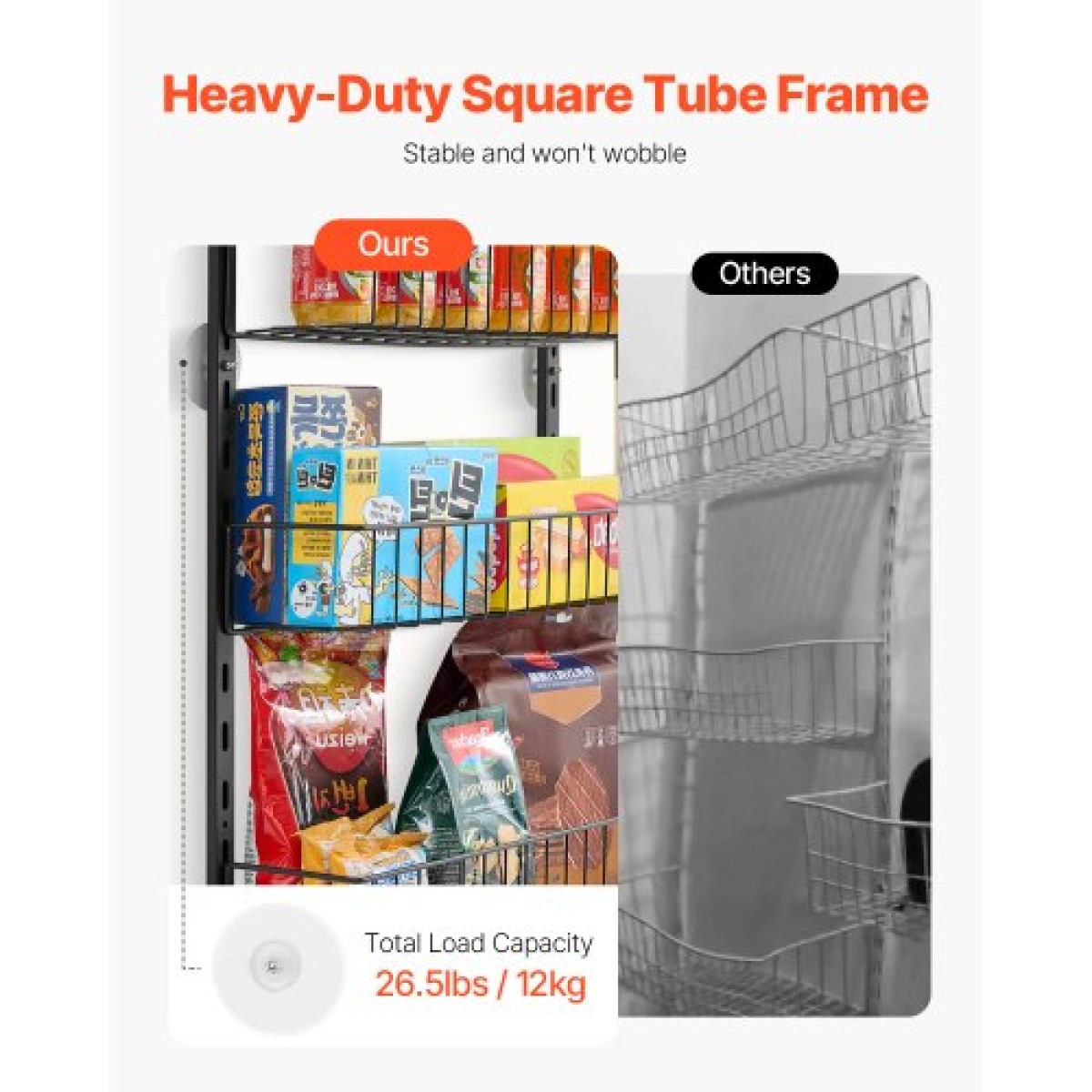 VEVOR Over the Door Pantry Organizer, Οργάνωση και αποθήκευση ντουλαπιών 8 επιπέδων, βαρέως τύπου ατσάλινη κρεμαστή σχάρα μπαχαρικών, ρυθμιζόμενα ράφια μπαχαρικών τοίχου, για οικιακή κουζίνα μπάνιο πλυντηρίου, μαύρο