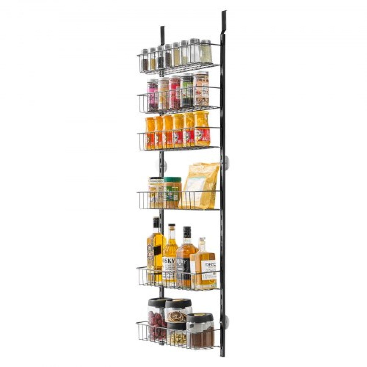 VEVOR Over the Door Pantry Organizer, Οργάνωση και αποθήκευση ντουλαπιών 8 επιπέδων, βαρέως τύπου ατσάλινη κρεμαστή σχάρα μπαχαρικών, ρυθμιζόμενα ράφια μπαχαρικών τοίχου, για οικιακή κουζίνα μπάνιο πλυντηρίου, μαύρο