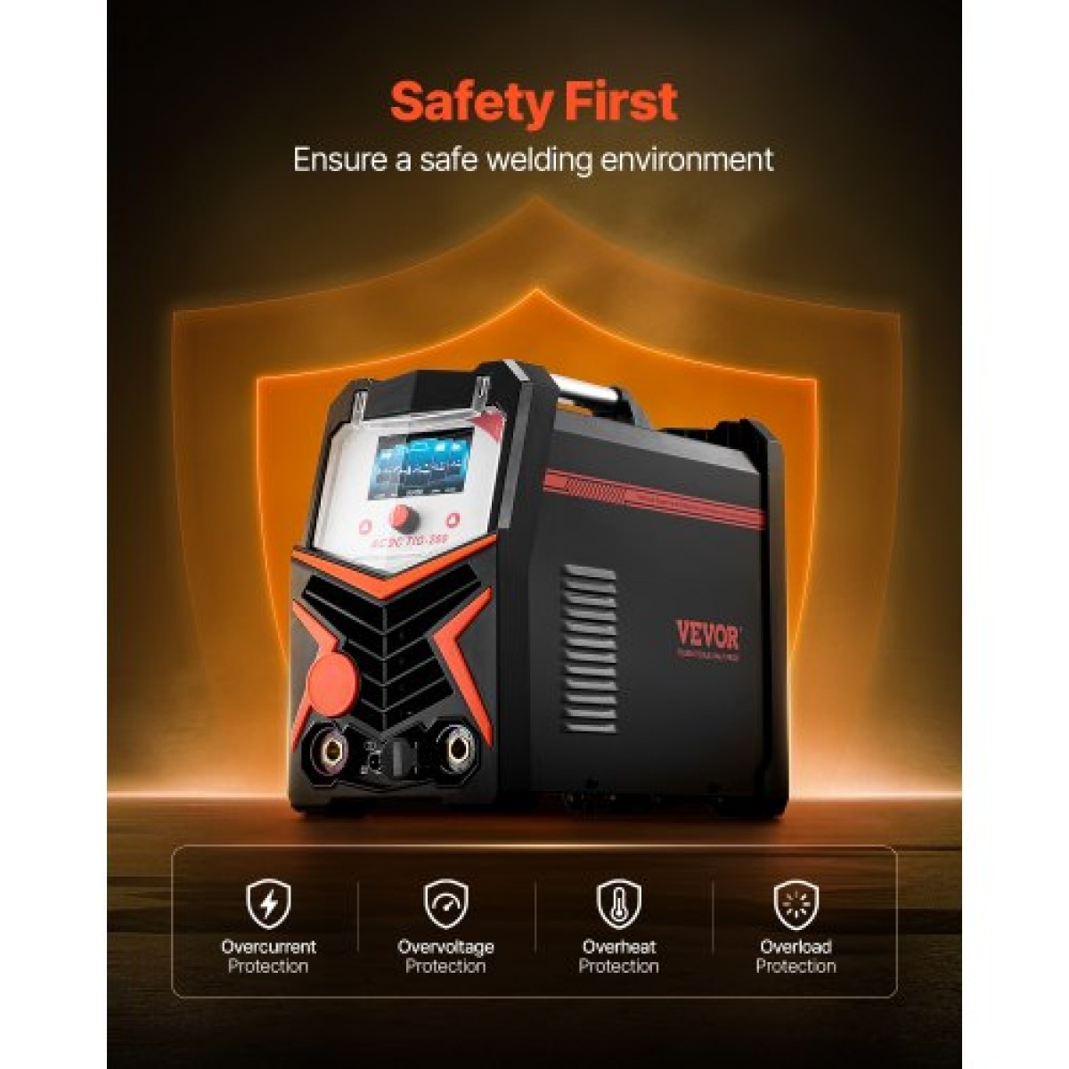 VEVOR TIG Welder, 200A 6-in-1 Aluminium Welding Machine (Οθόνη LED) - AC TIG/DC TIG/AC Pulse TIG/DC Pulse TIG/Spot TIG/MMA(Stick), Ηλεκτρικός Συγκολλητής με Συνεργικό Έλεγχο IGBT