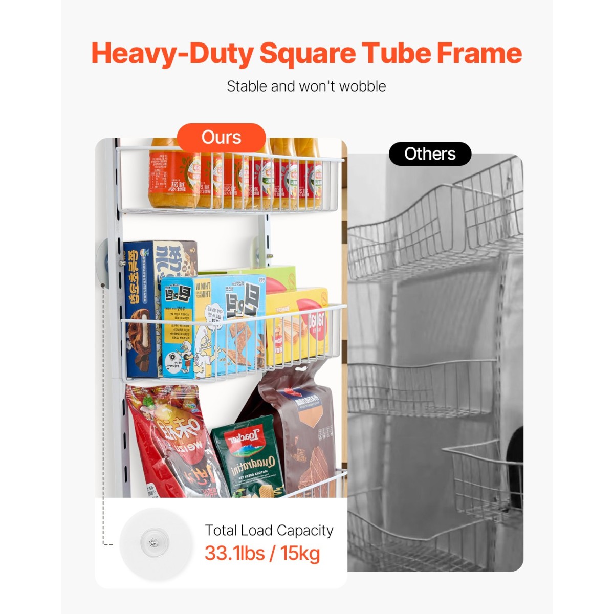 VEVOR Over the Door Pantry Organizer, Οργάνωση και αποθήκευση ντουλαπιών 10 επιπέδων, κρεμαστή σχάρα μπαχαρικών από ατσάλι βαρέως τύπου, ρυθμιζόμενα ράφια καρυκευμάτων τοίχου, για οικιακή κουζίνα, πλυντήριο μπάνιου, λευκό