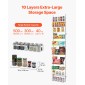 VEVOR Over the Door Pantry Organizer, Οργάνωση και αποθήκευση ντουλαπιών 10 επιπέδων, κρεμαστή σχάρα μπαχαρικών από ατσάλι βαρέως τύπου, ρυθμιζόμενα ράφια καρυκευμάτων τοίχου, για οικιακή κουζίνα, πλυντήριο μπάνιου, λευκό