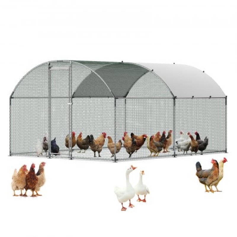 VEVOR Metal Chicken Coop, 9,8x13,1x6,5 ft Μεγάλα Walk-in Chicken Runs με κάλυμμα, Περίβλημα Doom Roof Hen House με κλειδαριά ασφαλείας, Στυλό πουλερικών για υπαίθριο κλουβί πάπιας για αυλή, φάρμα, αυλή