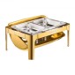 Πλήρες σετ μπουφέ πιάτων VEVOR Roll Chafing, 9Qt φουρκέτα από ανοξείδωτο ατσάλι με τηγάνι πλήρους μεγέθους, ορθογώνιος διακομιστής κέτερινγκ με ορατό καπάκι Πτυσσόμενη βάση τροφοδοσίας καυσίμου, χρυσό
