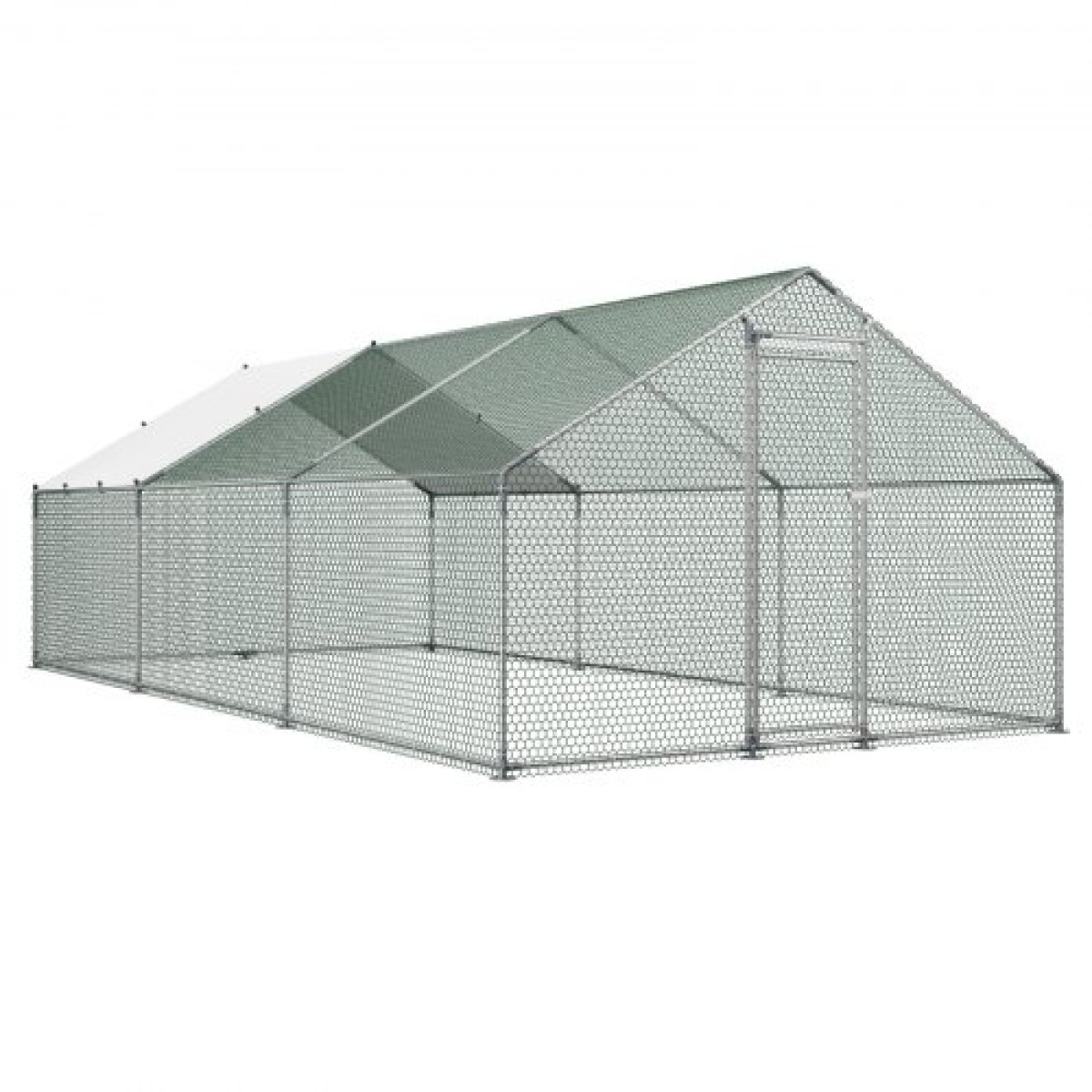 VEVOR Metal Chicken Coop, 9,8x19,6x6,5 ft Μεγάλες πίστες κοτόπουλου με κάλυμμα, περίβλημα οροφής με κοτέτσι με κλειδαριά ασφαλείας, στυλό πουλερικών υπαίθριου κλουβιού πάπιας για αυλή, φάρμα, αυλή