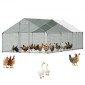 VEVOR Metal Chicken Coop, 9,8x19,6x6,5 ft Μεγάλες πίστες κοτόπουλου με κάλυμμα, περίβλημα οροφής με κοτέτσι με κλειδαριά ασφαλείας, στυλό πουλερικών υπαίθριου κλουβιού πάπιας για αυλή, φάρμα, αυλή