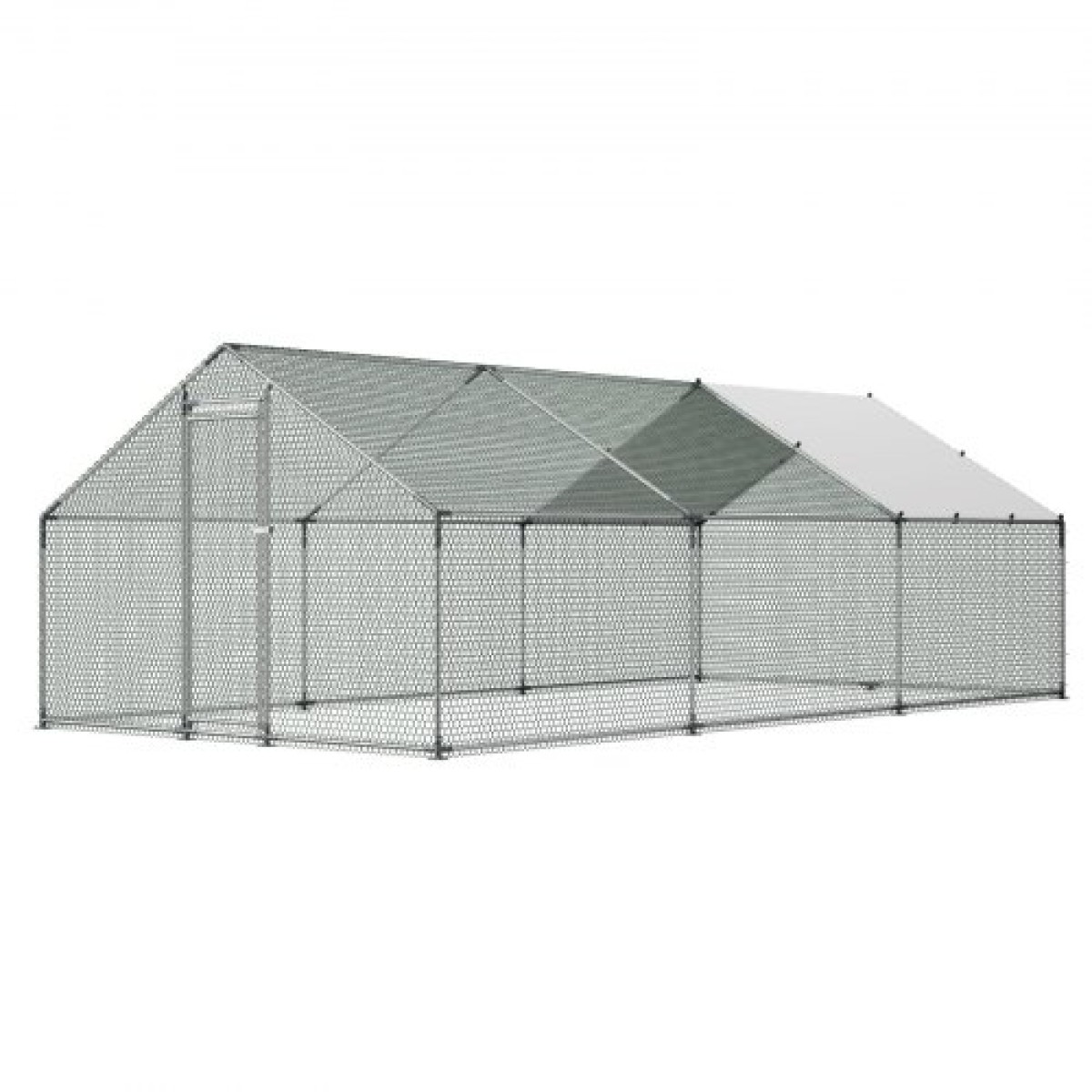 VEVOR Metal Chicken Coop, 9,8x19,6x6,5 ft Μεγάλες πίστες κοτόπουλου με κάλυμμα, περίβλημα οροφής με κοτέτσι με κλειδαριά ασφαλείας, στυλό πουλερικών υπαίθριου κλουβιού πάπιας για αυλή, φάρμα, αυλή