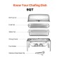 Πλήρες σετ μπουφέ πιάτων VEVOR Roll Chafing, 9Qt φουσκωτό από ανοξείδωτο χάλυβα με τηγάνι πλήρους μεγέθους, Ορθογώνιος θερμαντήρας τροφοδοσίας με καπάκι, πτυσσόμενη βάση στήριξης καυσίμου, κλιπ γεύματος, ασημί