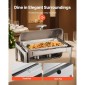 Πλήρες σετ μπουφέ πιάτων VEVOR Roll Chafing, 9Qt φουσκωτό από ανοξείδωτο χάλυβα με τηγάνι πλήρους μεγέθους, Ορθογώνιος θερμαντήρας τροφοδοσίας με καπάκι, πτυσσόμενη βάση στήριξης καυσίμου, κλιπ γεύματος, ασημί