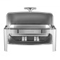 Πλήρες σετ μπουφέ πιάτων VEVOR Roll Chafing, 9Qt φουσκωτό από ανοξείδωτο χάλυβα με τηγάνι πλήρους μεγέθους, Ορθογώνιος θερμαντήρας τροφοδοσίας με καπάκι, πτυσσόμενη βάση στήριξης καυσίμου, κλιπ γεύματος, ασημί
