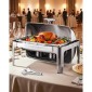 Πλήρες σετ μπουφέ πιάτων VEVOR Roll Chafing, 9Qt φουσκωτό από ανοξείδωτο χάλυβα με τηγάνι πλήρους μεγέθους, Ορθογώνιος θερμαντήρας τροφοδοσίας με καπάκι, πτυσσόμενη βάση στήριξης καυσίμου, κλιπ γεύματος, ασημί