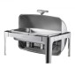 Πλήρες σετ μπουφέ πιάτων VEVOR Roll Chafing, 9Qt φουσκωτό από ανοξείδωτο χάλυβα με τηγάνι πλήρους μεγέθους, Ορθογώνιος θερμαντήρας τροφοδοσίας με καπάκι, πτυσσόμενη βάση στήριξης καυσίμου, κλιπ γεύματος, ασημί
