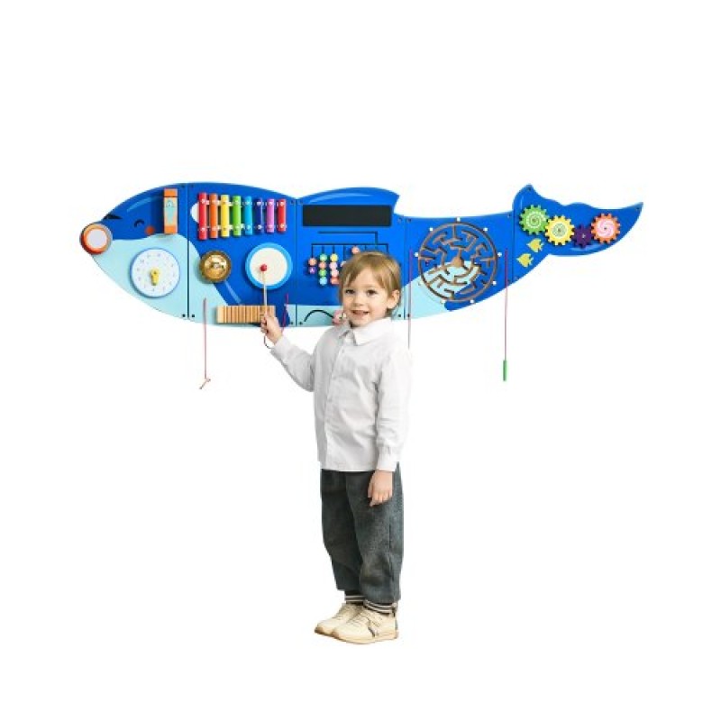 VEVOR Orca Activity Wall Busy Board Panels, 12 Activities, Montessori Sensory Wall Toy για παιδιά 3-12 ετών, Montessori Learning Activity Center, Ιδανικό για νηπιαγωγείο νηπιαγωγείου