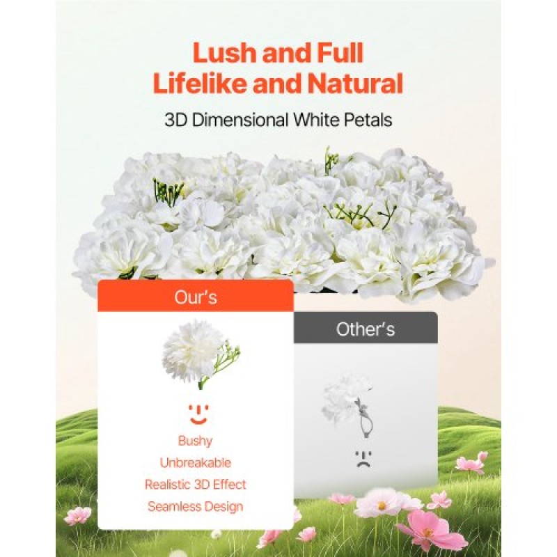 VEVOR 3D Flower Wall Panel 24 PCS 15 x 15 inch Artificial Floral Background for Wedding