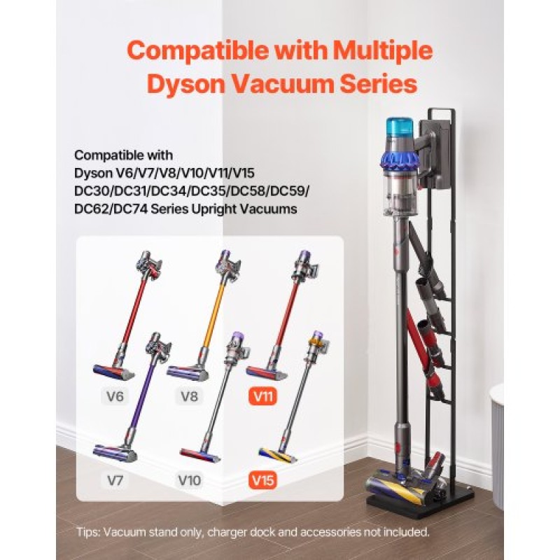 Βάση ηλεκτρικής σκούπας VEVOR, συμβατή με Dyson V6 V7 V8 V10 V11 V15, σταθερή βάση στήριξης ηλεκτρικής σκούπας με ρόδες για Dyson DC30 DC31 DC34 DC35 DC58 DC59 DC62 D74 Ασύρματες όρθιες ηλεκτρικές σκούπες και αξεσουάρ