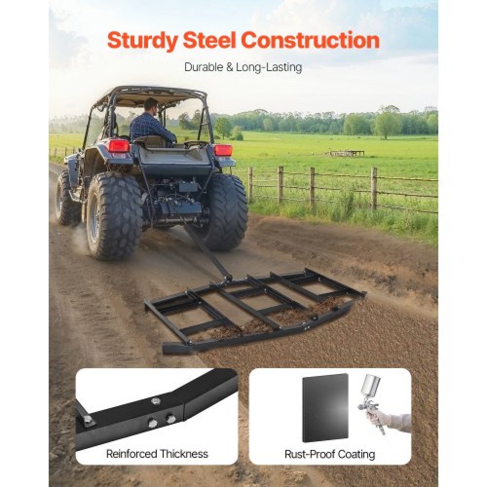 VEVOR Drag Harrow 84" Width Tow Behind Drag Harrow Steel Gravel Grader ATV UTV