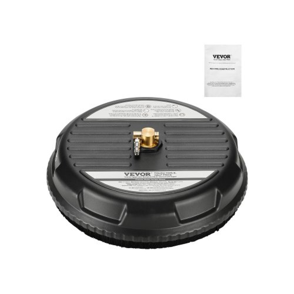 VEVOR 15" Καθαριστικό επιφανειών με πλυντήριο πίεσης, Πλαστικά εξαρτήματα πλύσης πίεσης με 4 τροχούς, 4000 Max PSI, 1/4 Quick Connector, 2 ακροφύσια ψεκασμού, Ιδανικό για δρόμους, πεζοδρόμια, αυλές, καταστρώματα, μαύρο