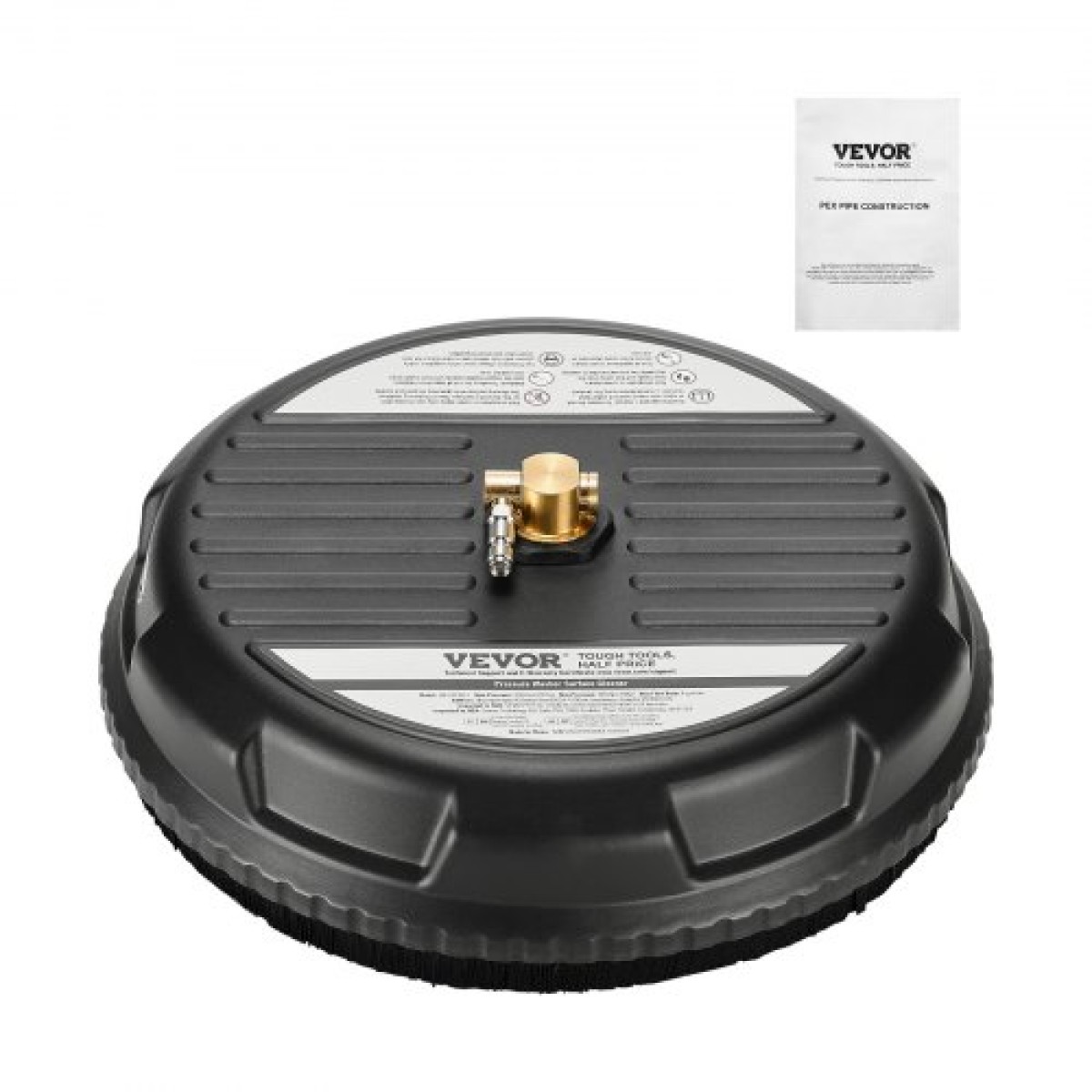 VEVOR 15" Καθαριστικό επιφανειών με πλυντήριο πίεσης, Πλαστικά εξαρτήματα πλύσης πίεσης με 4 τροχούς, 4000 Max PSI, 1/4 Quick Connector, 2 ακροφύσια ψεκασμού, Ιδανικό για δρόμους, πεζοδρόμια, αυλές, καταστρώματα, μαύρο