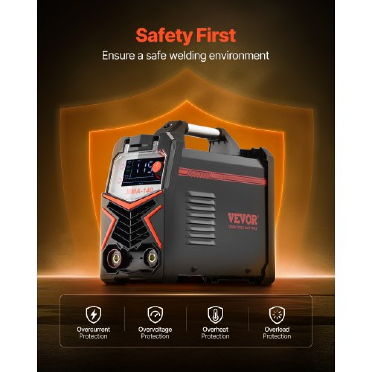VEVOR MMA Welder, 140A 4-in-1 Welding Machine - MMA (Stick)/DC Pulse MMA/DC Pulse TIG/Lift TIG, LED Display Electric Welder Machine with Synergic Control, IGBT Inverter, Hot Start