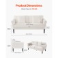 Καναπές VEVOR Loveseat, 176 cm Μικρός καναπές καναπές για σαλόνι, καναπές 2 θέσεων από ύφασμα βελούδινο με ελατήριο ελατηρίου, μαλακά μαξιλάρια και στιβαρό πλαίσιο, άνετο κάθισμα αγάπης για υπνοδωμάτιο, γραφείο ή διαμέρισμα, λευκό