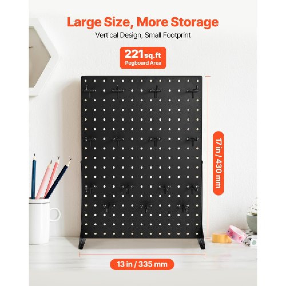 Βάση οθόνης VEVOR Pegboard, 43 x 33 cm Επιτραπέζια βάση επίδειξης μανταλάκια με 30 γάντζους, πάνελ σανίδας με μανταλάκια ψυχρής έλασης για παντοπωλείο, κατάστημα λιανικής και κοσμηματοπωλείο, μαύρο (2 ΤΕΜ)