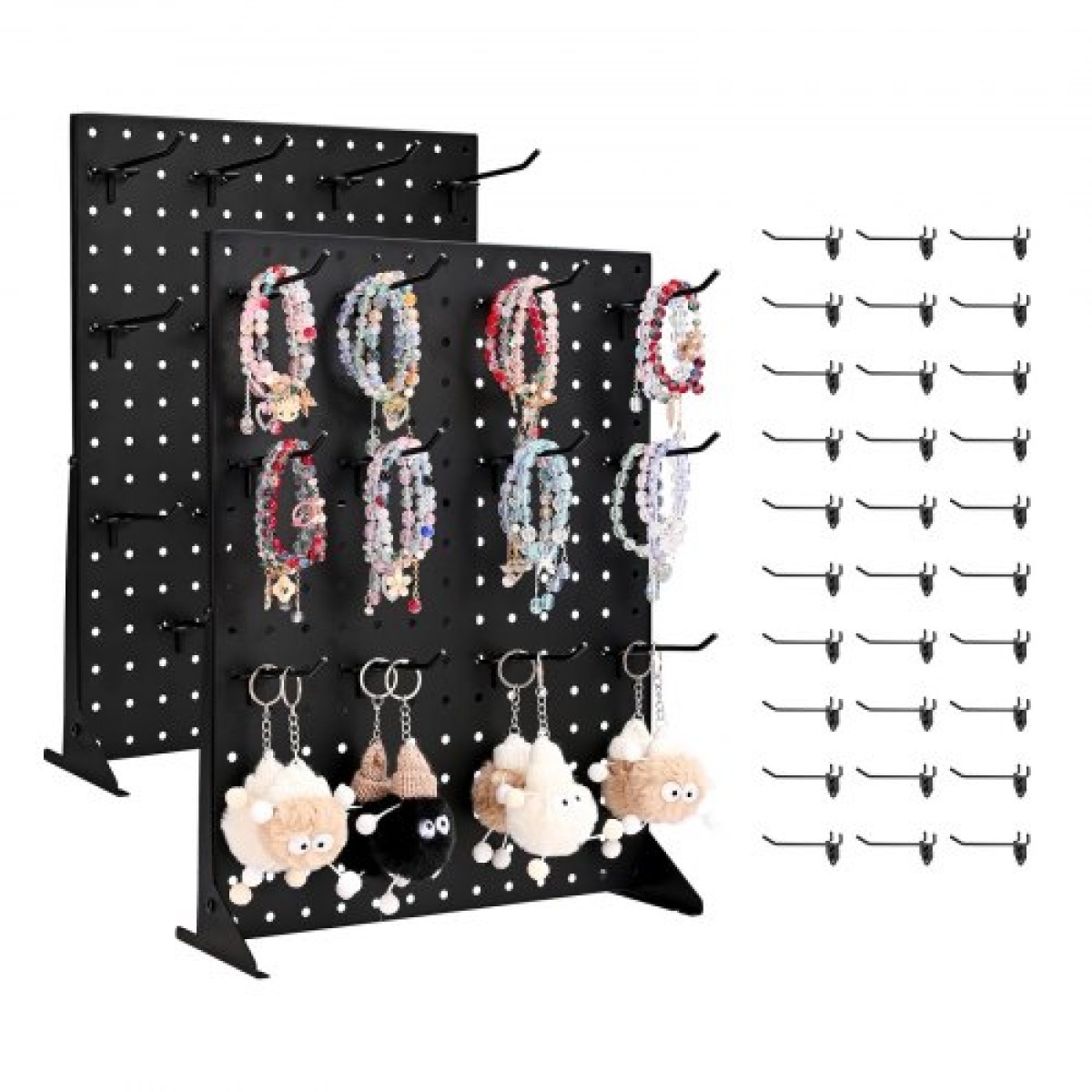 Βάση οθόνης VEVOR Pegboard, 43 x 33 cm Επιτραπέζια βάση επίδειξης μανταλάκια με 30 γάντζους, πάνελ σανίδας με μανταλάκια ψυχρής έλασης για παντοπωλείο, κατάστημα λιανικής και κοσμηματοπωλείο, μαύρο (2 ΤΕΜ)