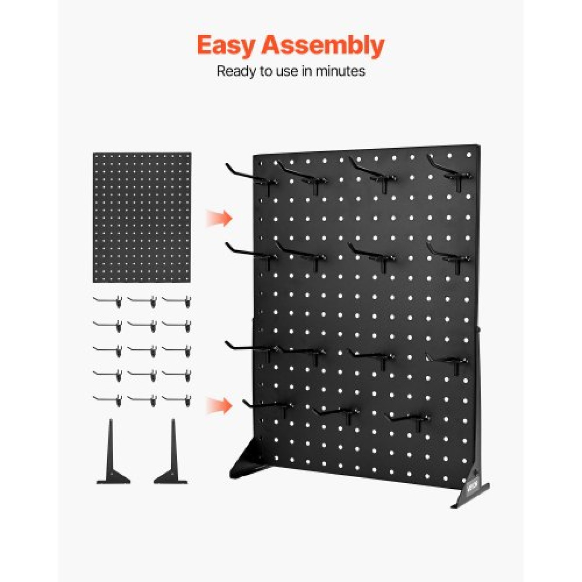 Βάση οθόνης VEVOR Pegboard, 43 x 33 cm Επιτραπέζια βάση επίδειξης μανταλάκια με 30 γάντζους, πάνελ σανίδας με μανταλάκια ψυχρής έλασης για παντοπωλείο, κατάστημα λιανικής και κοσμηματοπωλείο, μαύρο (2 ΤΕΜ)