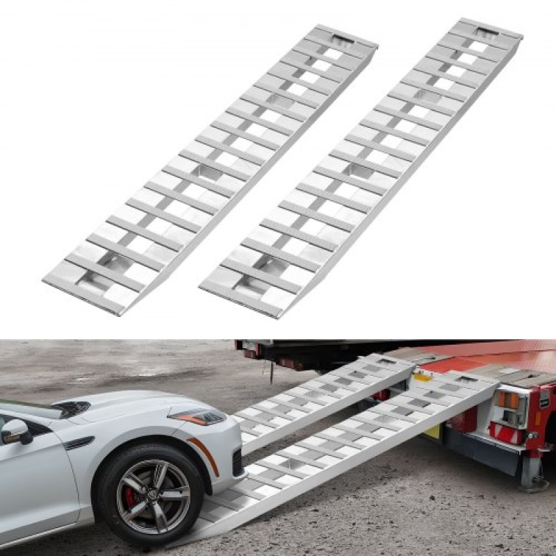 Ράμπες φόρτωσης VEVOR, 2 τμχ 2745 x 380 mm, Σετ ράμπας ρυμουλκούμενου από ανθεκτικό αλουμίνιο και βαρέως τύπου με αντιολισθητικές πλάκες, 4535,9 kg συνδυασμένης χωρητικότητας, για καρότσια, αγροτικά τρακτέρ, ATV, χορτοκοπτικά, μοτοσυκλέτες