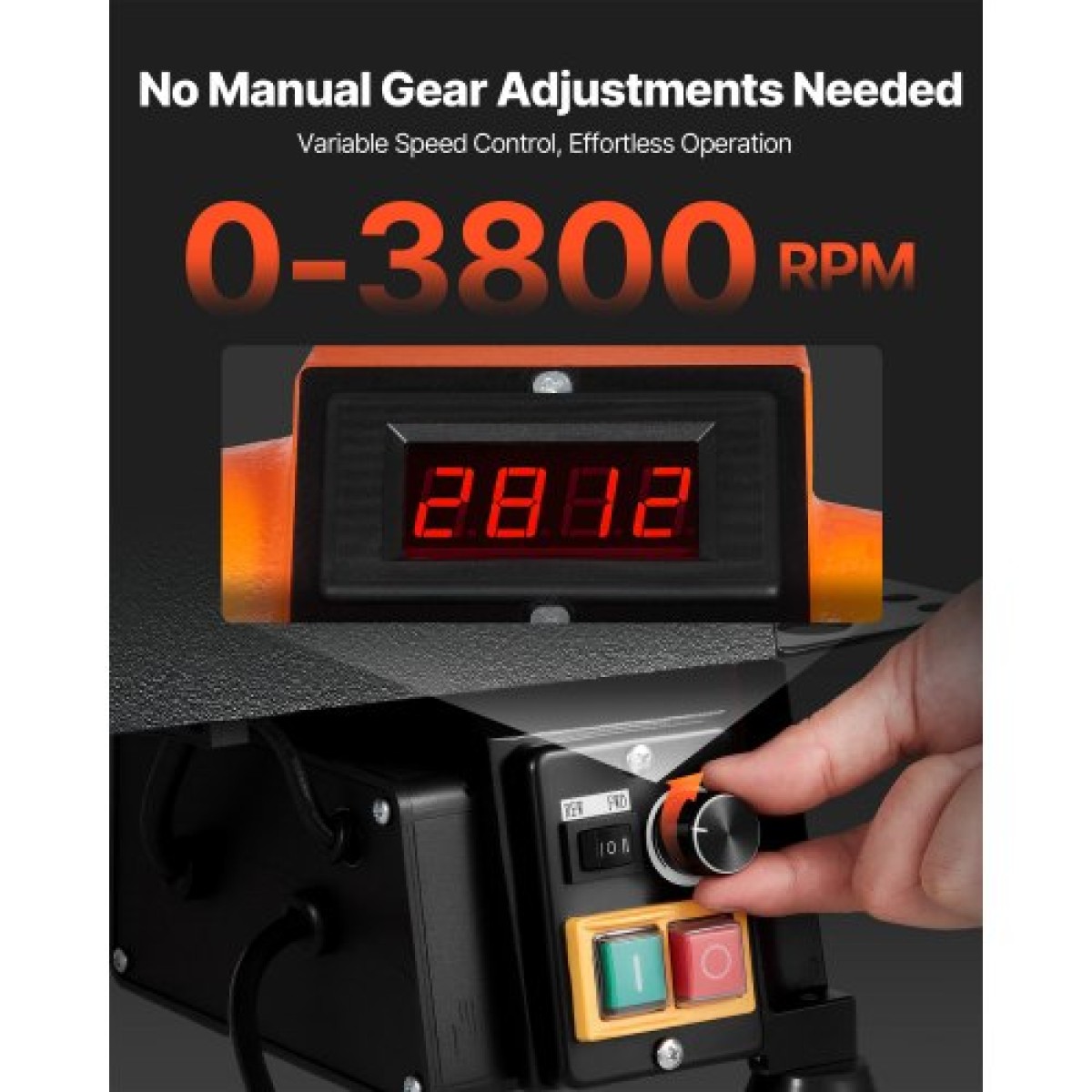 VEVOR Ξυλουργικός Τόρνος, 750 W / 1 HP, Μηχάνημα τόρνου πάγκου ξύλου με μεταβλητή ταχύτητα 150 έως 3800 σ.α.λ., πάγκος εργασίας 304 x 465 mm, κινητήρας συνεχούς ρεύματος χωρίς ψήκτρες, κατασκευή από χυτοσίδηρο, για αρχάριους λάτρεις της ξυλουργικής