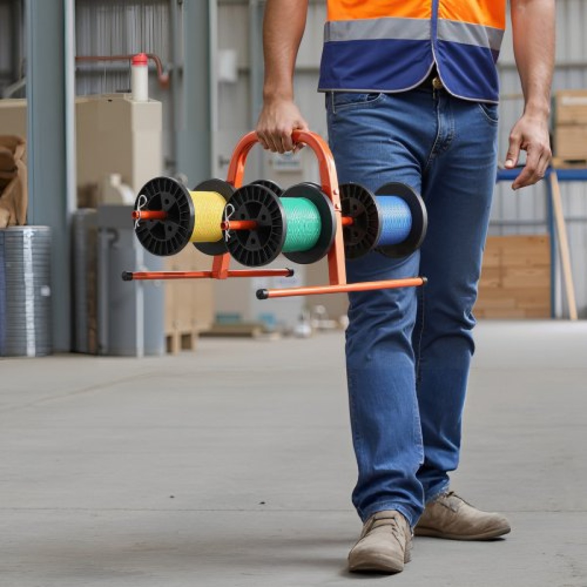 Σχάρα καρουλιού VEVOR, χωρητικότητα 45 kg / 100 lbs, Smart Hand Caddy, Στήριγμα βαρέως τύπου χαλύβδινου σύρματος για έως και 8 καρούλια, MAX 240 mm / 9,45 σε διάμετρος, Εύκολη σχεδίαση ανύψωσης για ηλεκτρική, βιομηχανική και λιανική χρήση